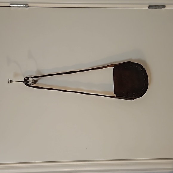 VTG 1970s Brazilian Leather Rustic Boho Braided Strap Saddle Bag - Picture 7 of 10